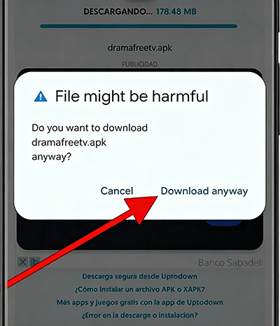 Confirmar descarga de APK